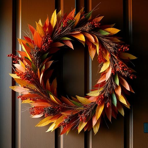 秋の素材を使った季節のリース